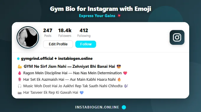 Gym Bio for Instagram with Emoji